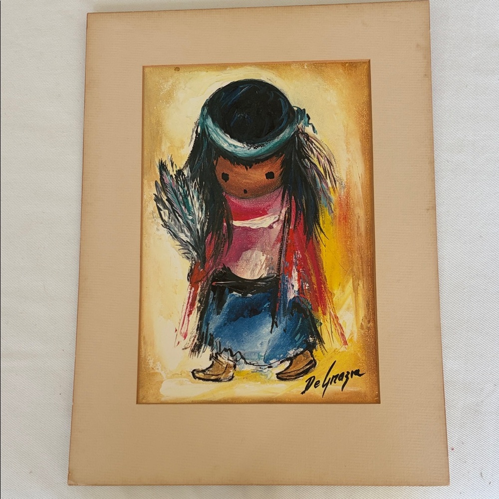 De Grazia Gallery In the Sun Vintage Feather Dancer Print Native American Girl